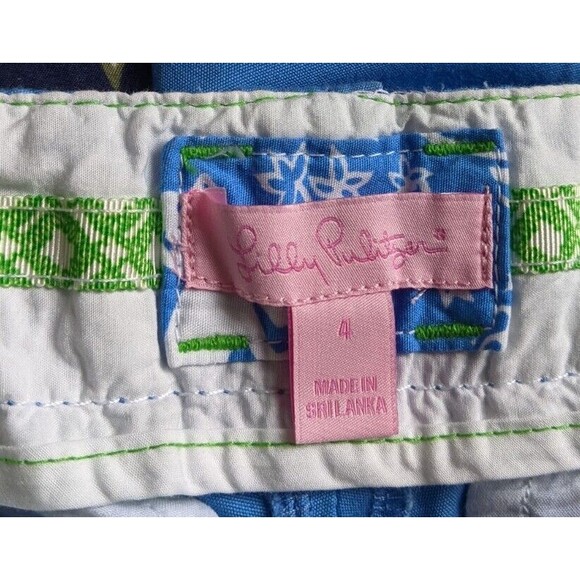 Lilly Pulitzer Pants Cropped Blue Mid Rise Capris Casual 100% Cotton Size 4 - Picture 9 of 10